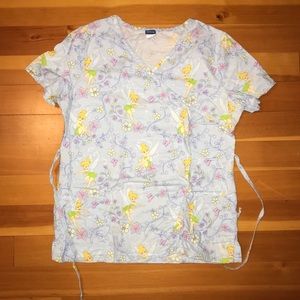 Disney Tinker Bell Tie Scrub Top